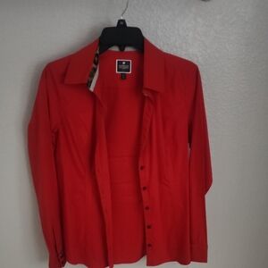 Express Red Casual Button Down Shirt